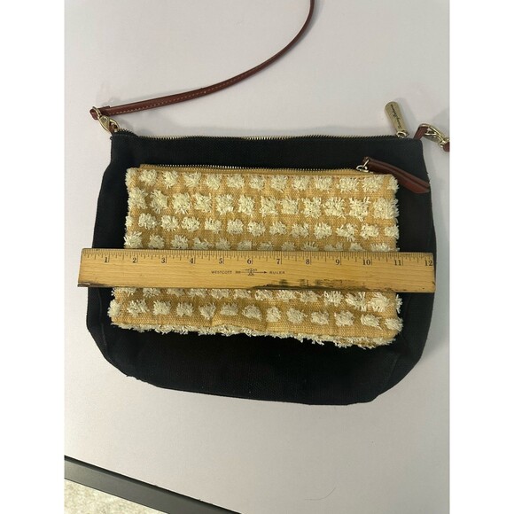 Tommy Bahama Black Linen Crossbody Bag Beige Outer Pocket Shoulder Bag Purse EUC - Picture 11 of 14